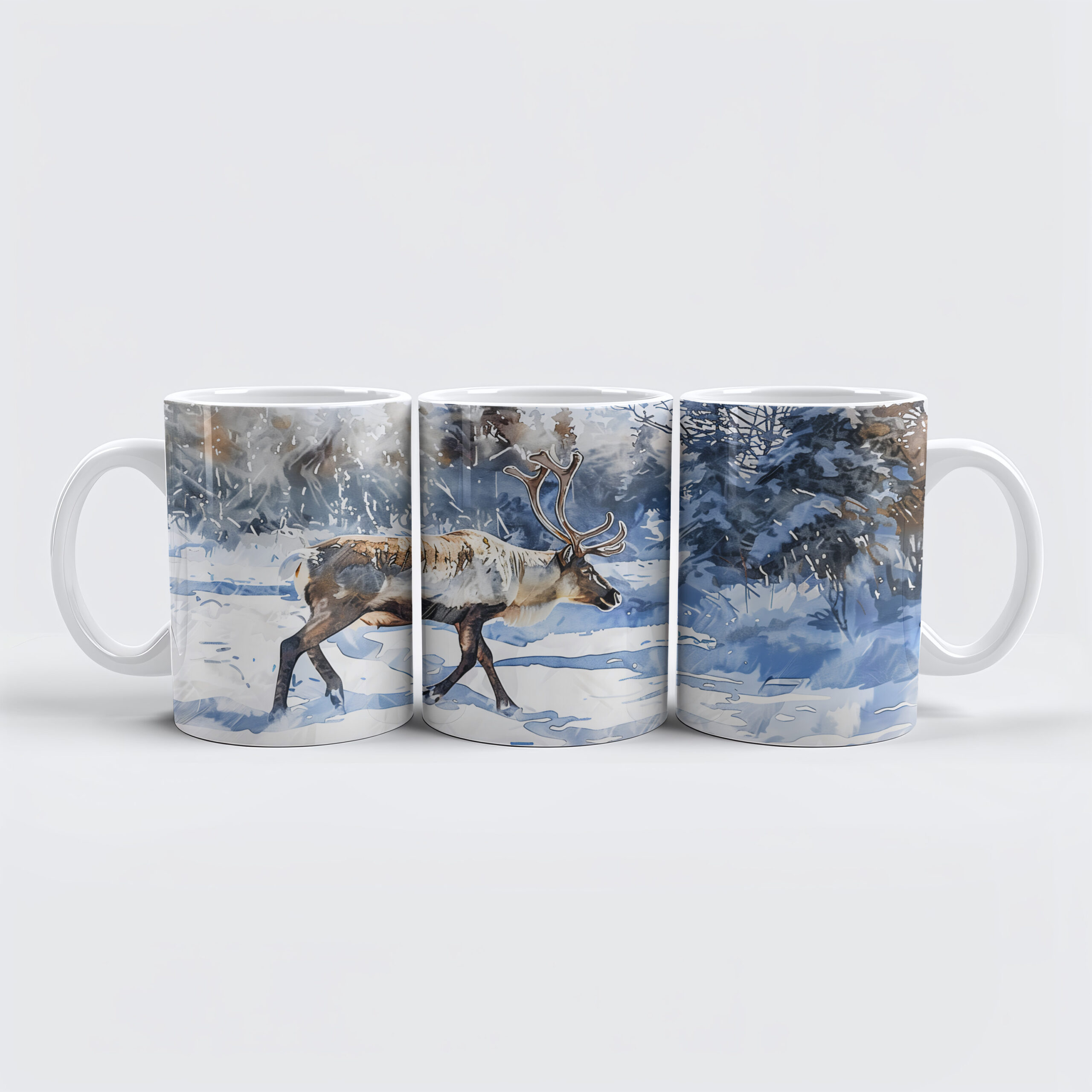 raxxa Premium-Tasse: Reindeer Walking Through Snowy Forest