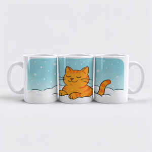 raxxa Premium-Tasse: Cute Cartoon Cat Resting in Winter Snow