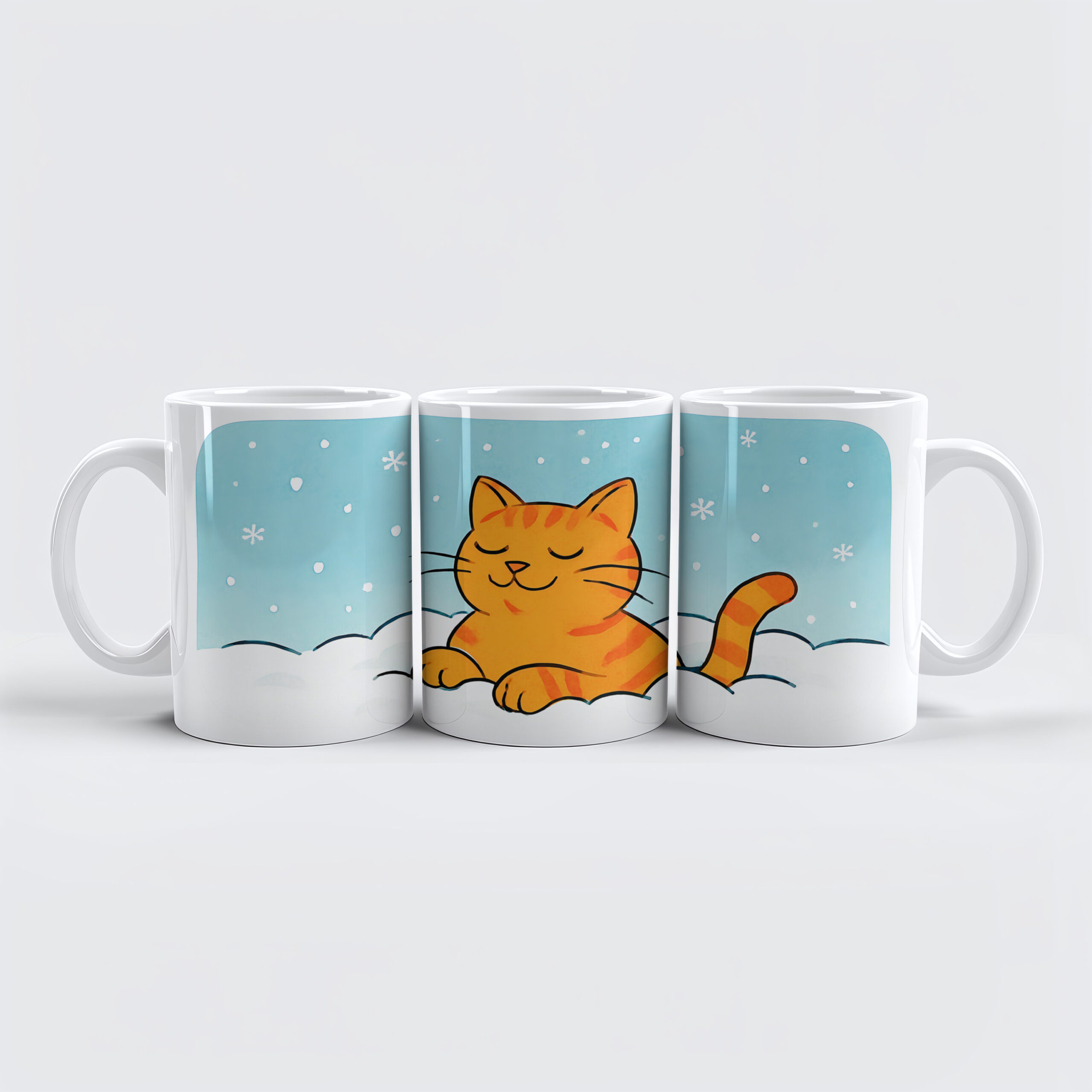 raxxa Premium-Tasse: Cute Cartoon Cat Resting in Winter Snow