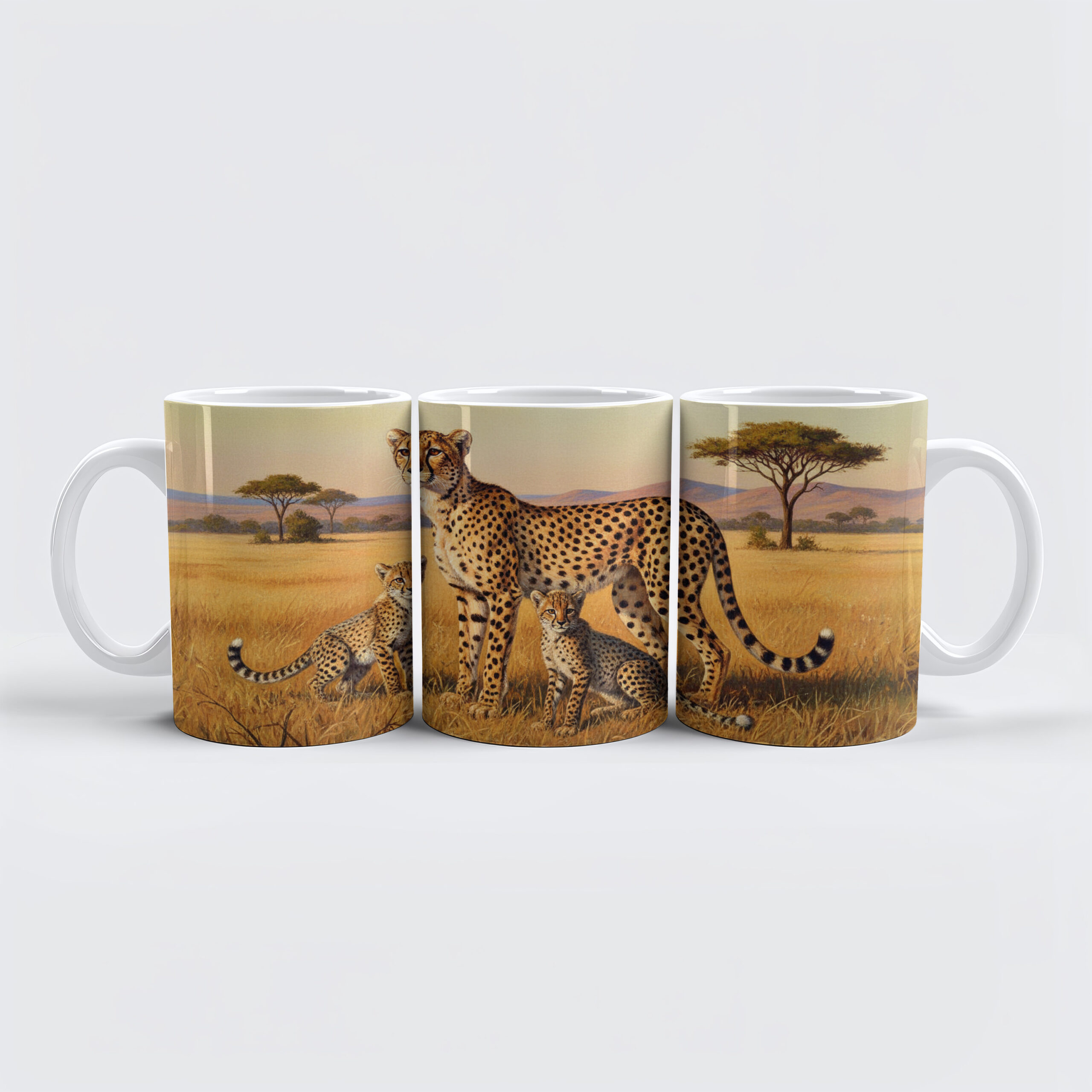 raxxa Premium-Tasse: Gepard mit Jungtieren in Afrika