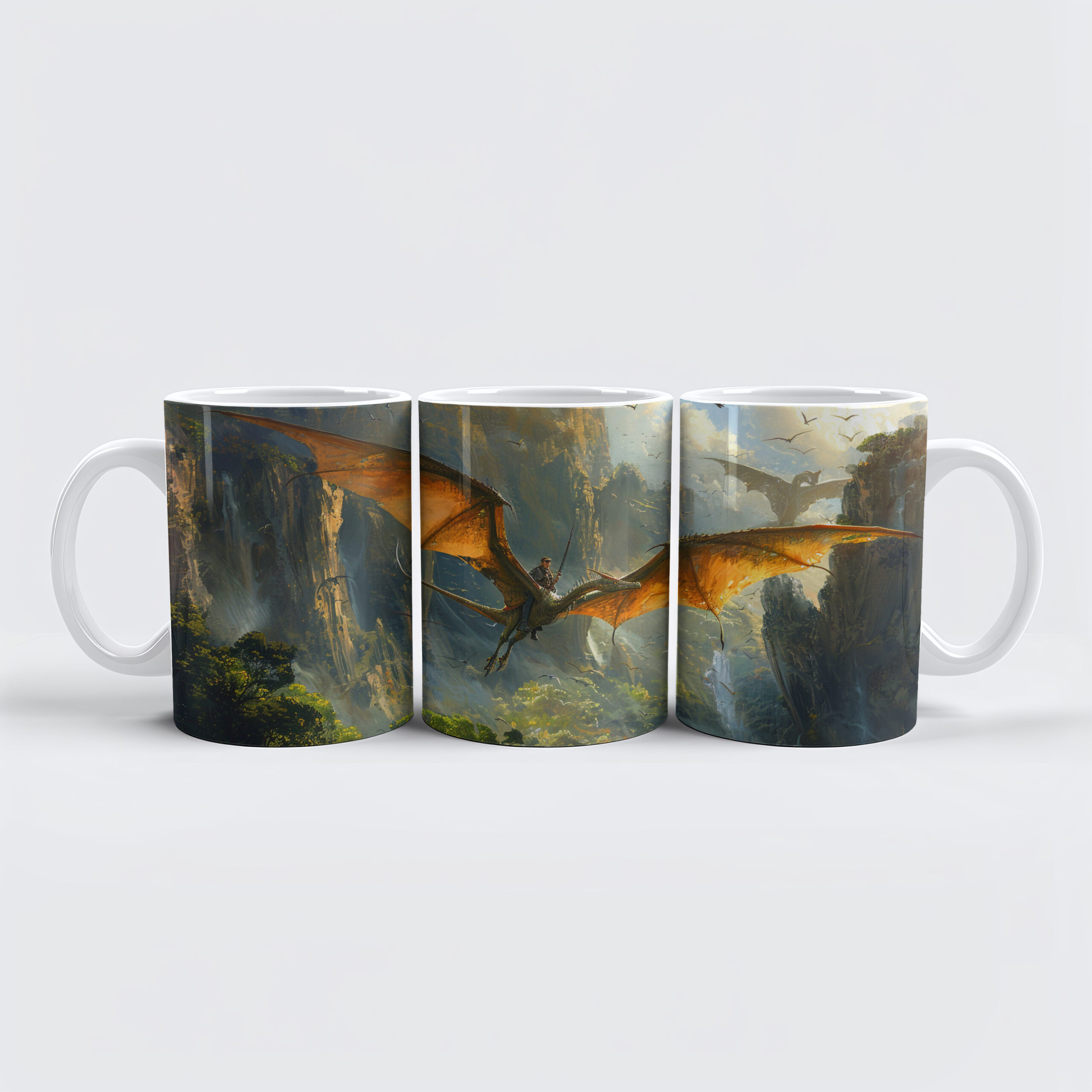 raxxa Premium-Tasse: Auf dem Dinosaurier Pteranodon unterwegs im Flug