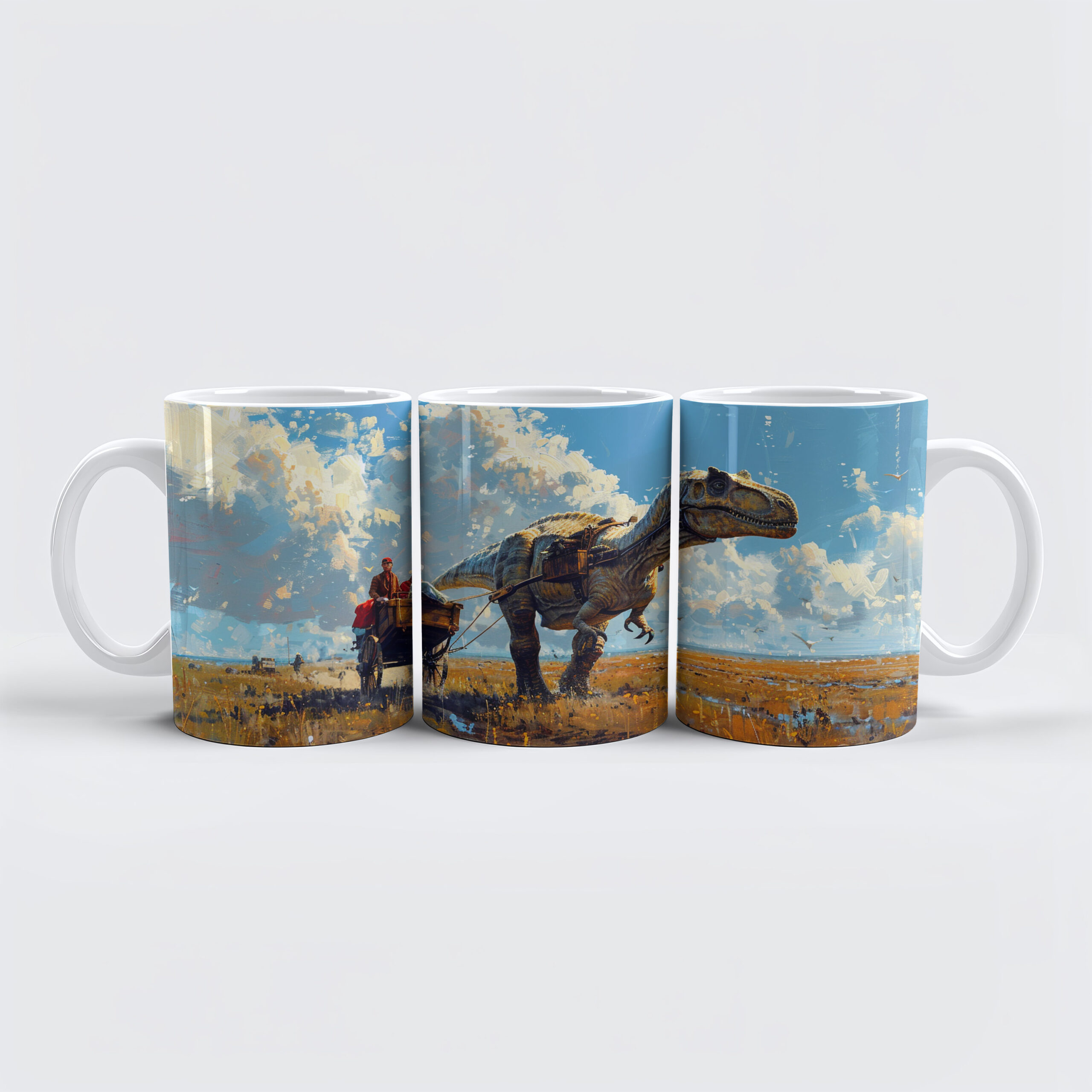 raxxa Premium-Tasse: Dinosaurier zieht eine Kutsche