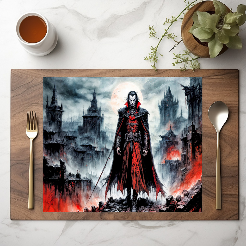 raxxa Premium-Tischset: Vampire Warrior in Ruined City