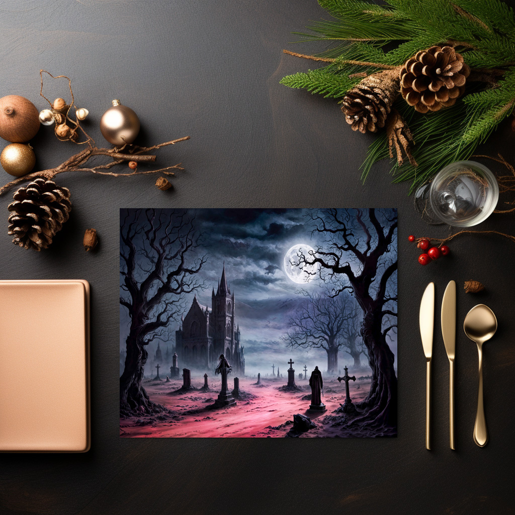 raxxa Premium-Tischset: Gothic Graveyard Under Full Moon