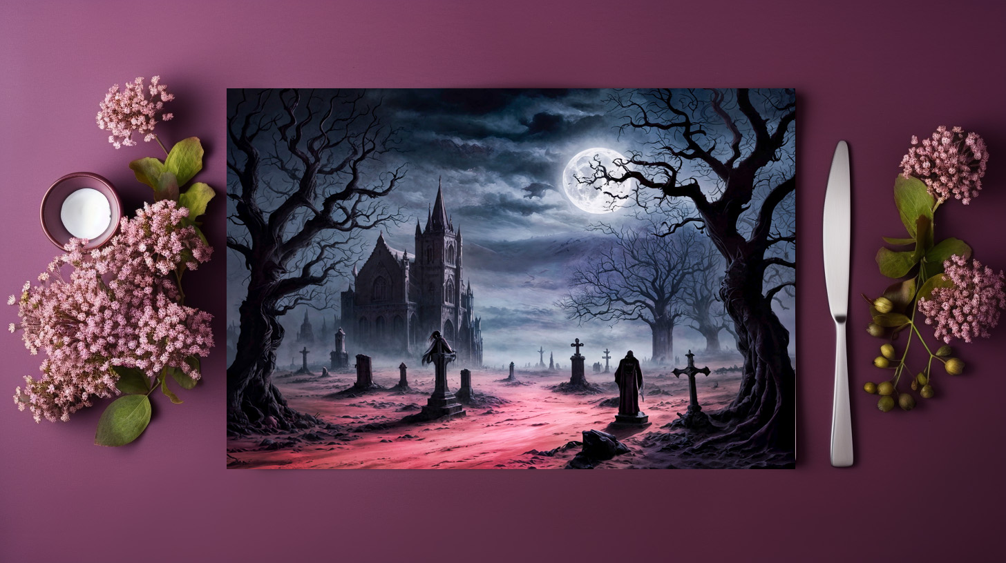 raxxa Premium-Tischset: Gothic Graveyard Under Full Moon - immagine 2
