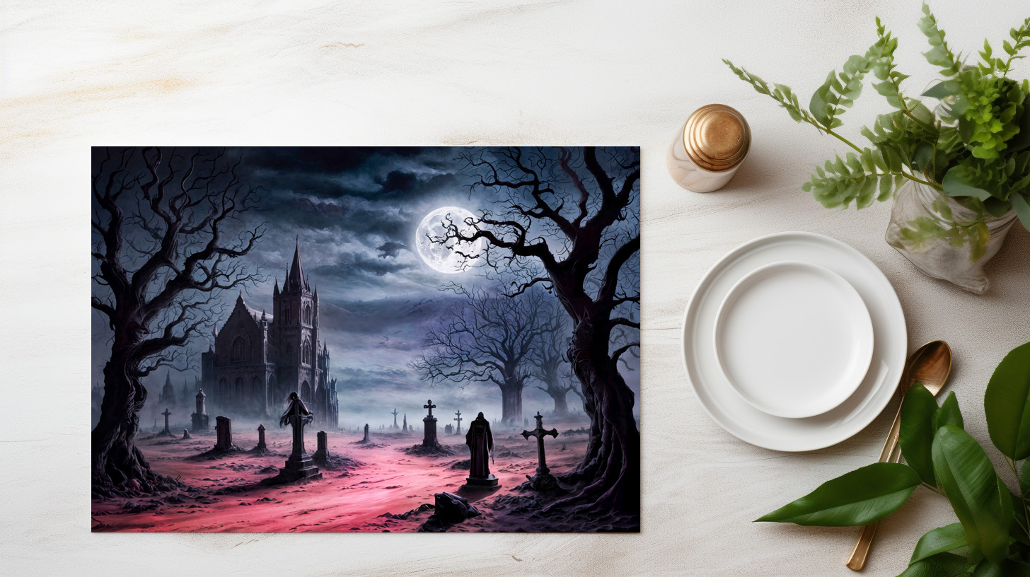 raxxa Premium-Tischset: Gothic Graveyard Under Full Moon - immagine 3