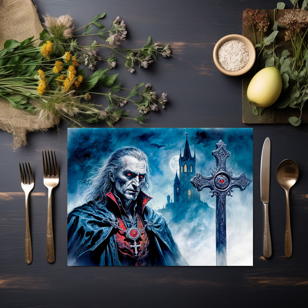 raxxa Premium-Tischset: Vampire Lord with Cross in Moonlit Night - Imagen 2