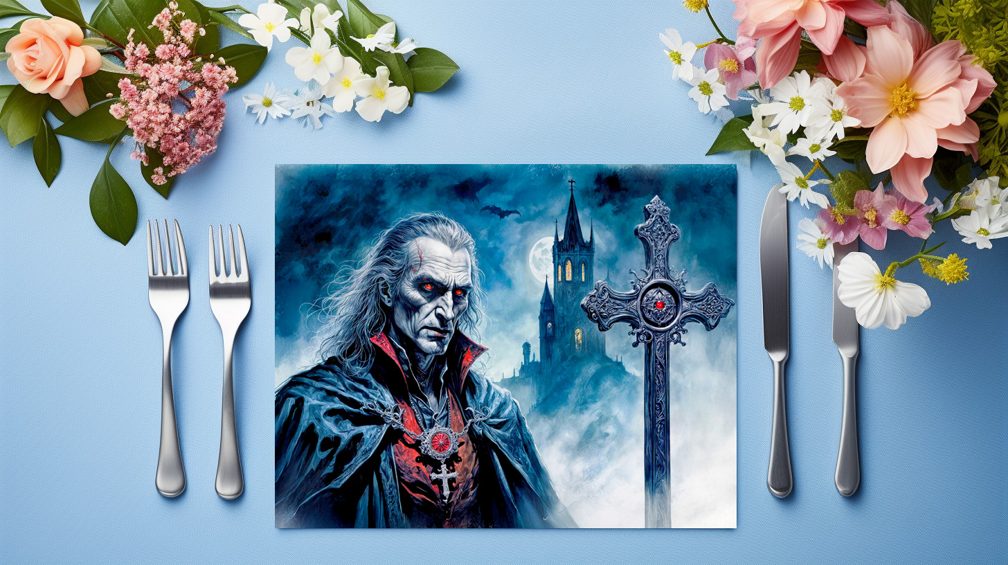 raxxa Premium-Tischset: Vampire Lord with Cross in Moonlit Night - Imagen 3