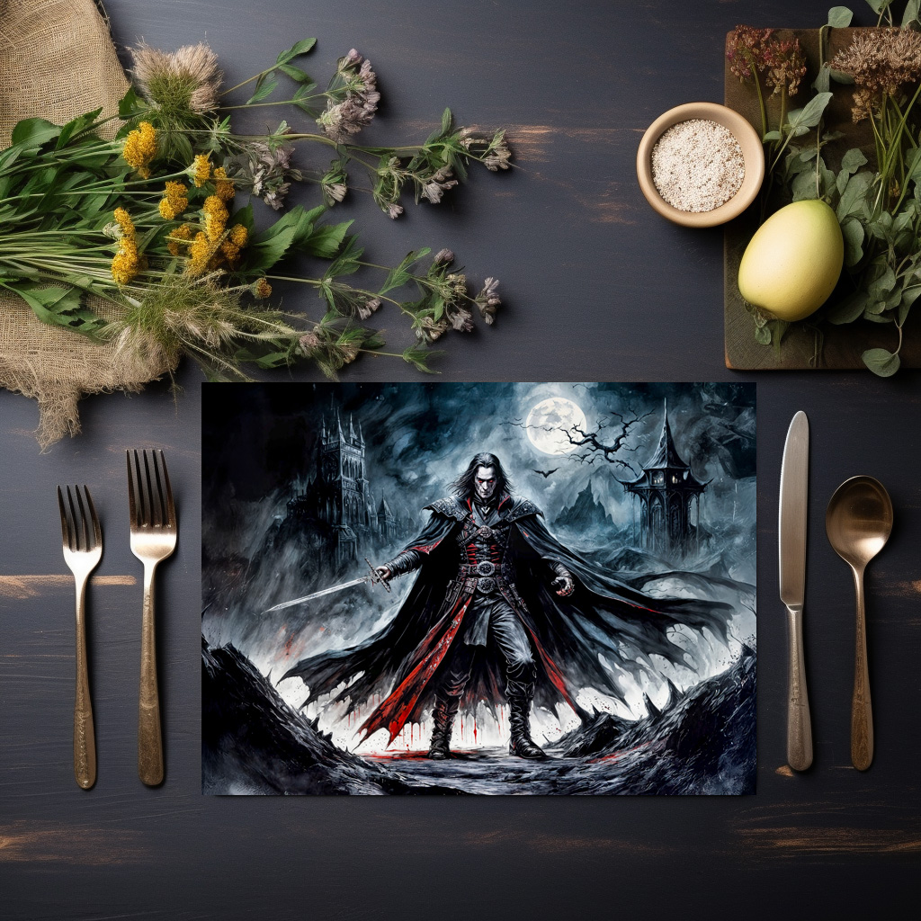 raxxa Premium-Tischset: Vampire Warrior in Moonlit Ruins