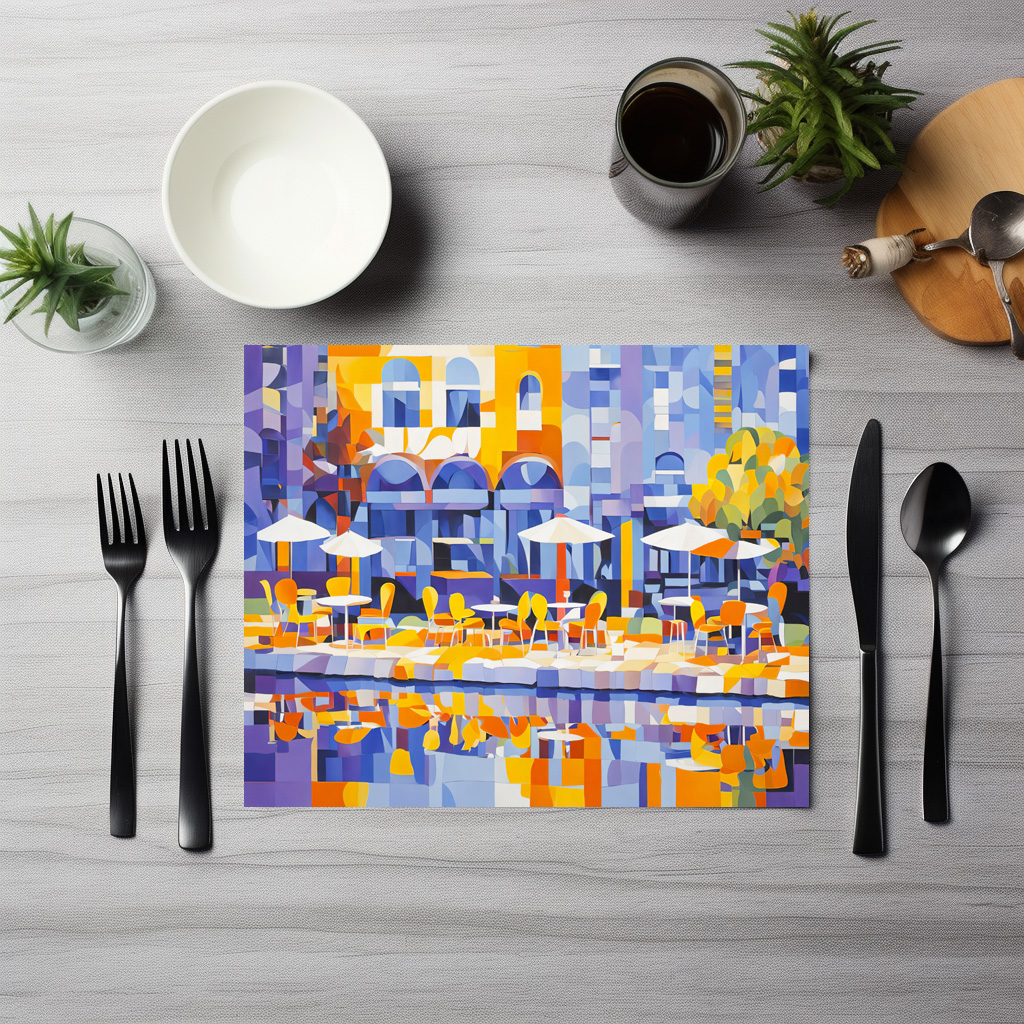raxxa Premium-Tischset: Cubist Street Café with Arches – Image 2