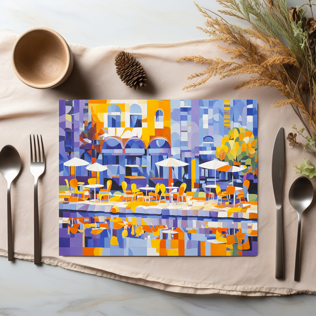 raxxa Premium-Tischset: Cubist Street Café with Arches