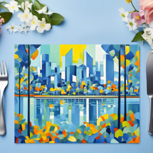 raxxa Premium-Tischset: Cubist Skyline Reflected in Water