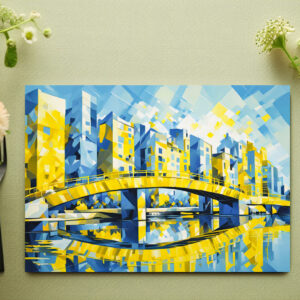 raxxa Premium-Tischset: Cubist Yellow Bridge Over River