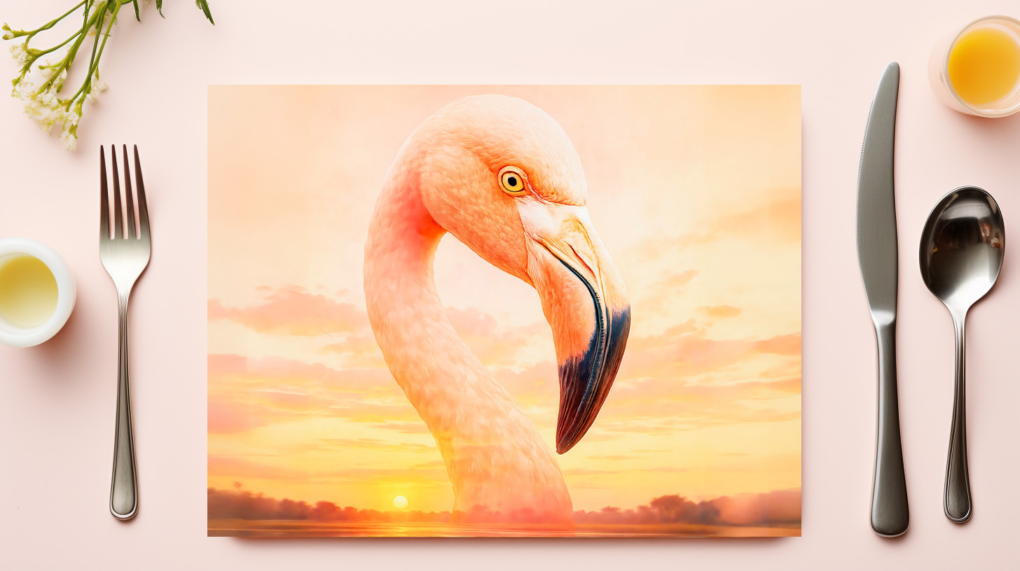 raxxa Premium-Tischset: Double Exposure Portrait of Pink Flamingo – Image 2