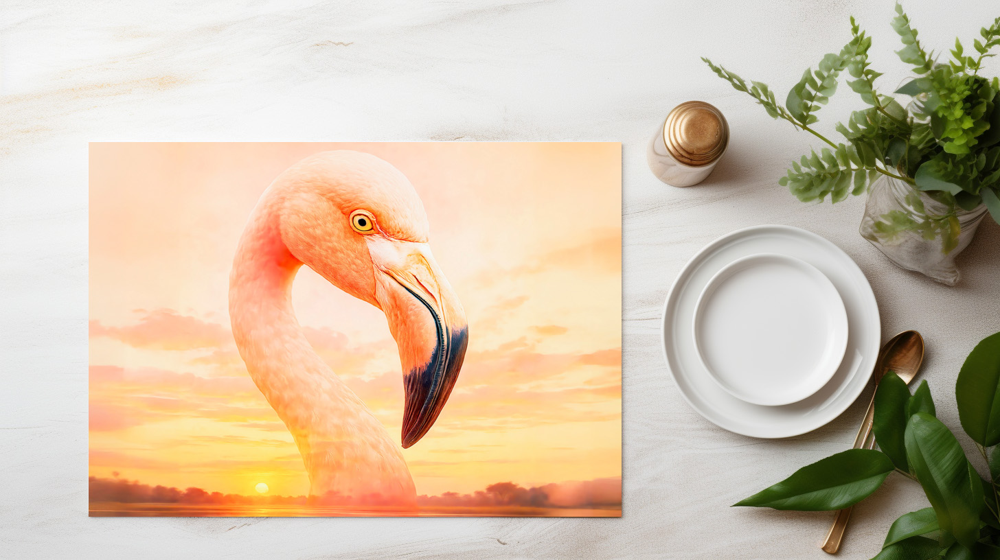 raxxa Premium-Tischset: Double Exposure Portrait of Pink Flamingo – Image 3