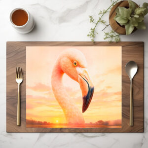 raxxa Premium-Tischset: Double Exposure Portrait of Pink Flamingo