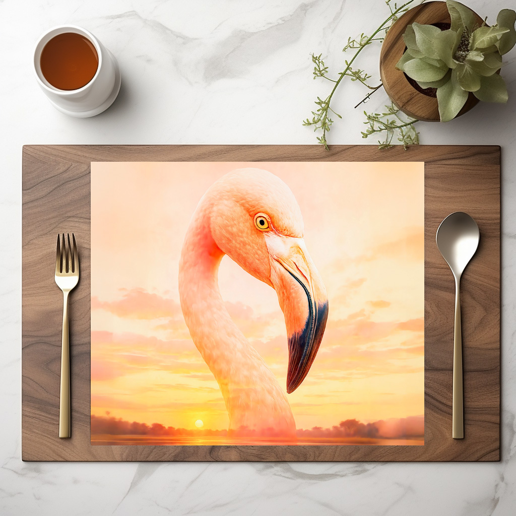 raxxa Premium-Tischset: Double Exposure Portrait of Pink Flamingo