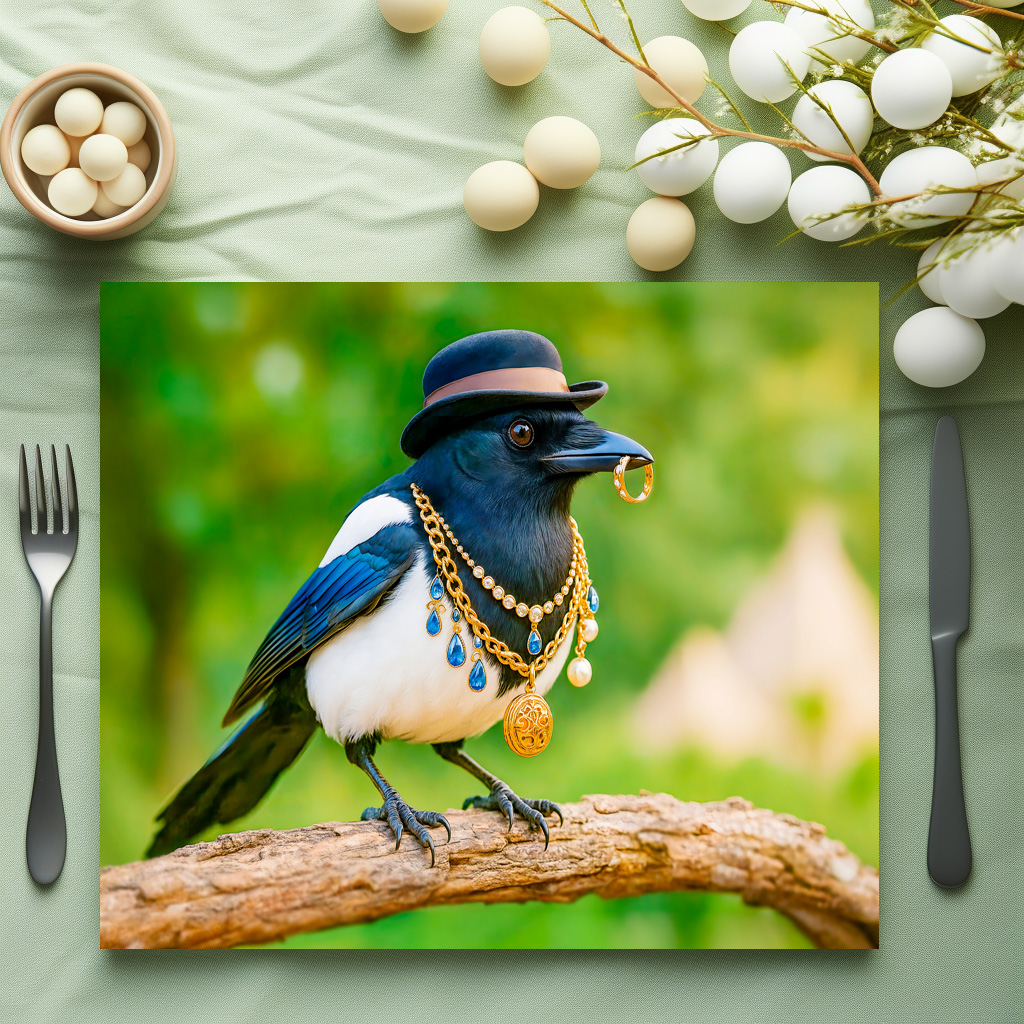 raxxa Premium-Tischset: Magpie Covered in Jewelry and Gems - immagine 2