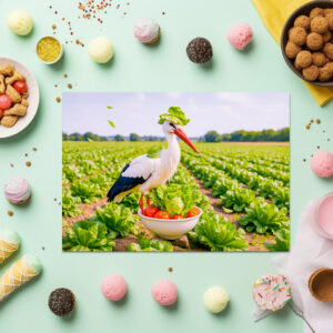 raxxa Premium-Tischset: Stork Standing Awkwardly in Salad Patch