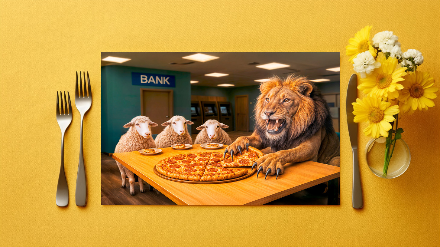 raxxa Premium-Tischset: Lion Takes Lion’s Share of the Pizza – Bild 2