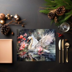 raxxa Premium-Tischset: Swan in lotus pond with soft colors