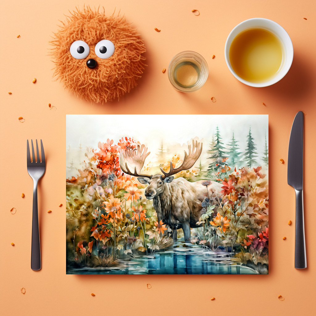 raxxa Premium-Tischset: Moose standing in pond among plants - immagine 3