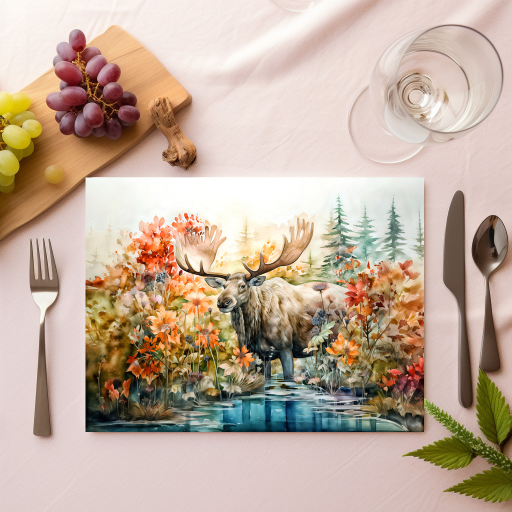 raxxa Premium-Tischset: Moose standing in pond among plants - immagine 2