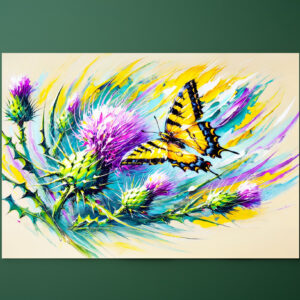 raxxa Premium-Tischset: Swallowtail Butterfly with Thistles in Oil Painting