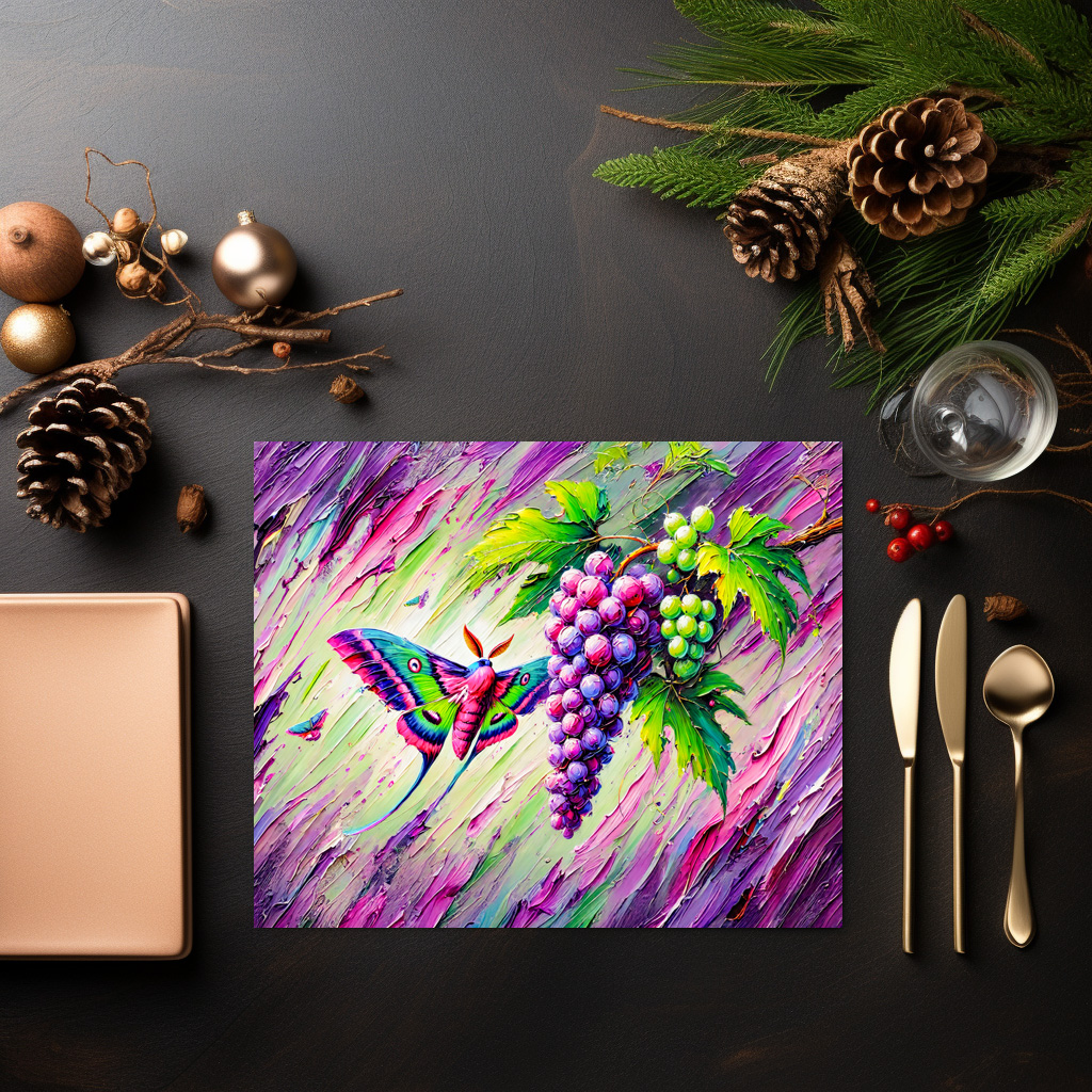 raxxa Premium-Tischset: Wine Hawk-Moth Among Grapes in Oil Paintings – Bild 3