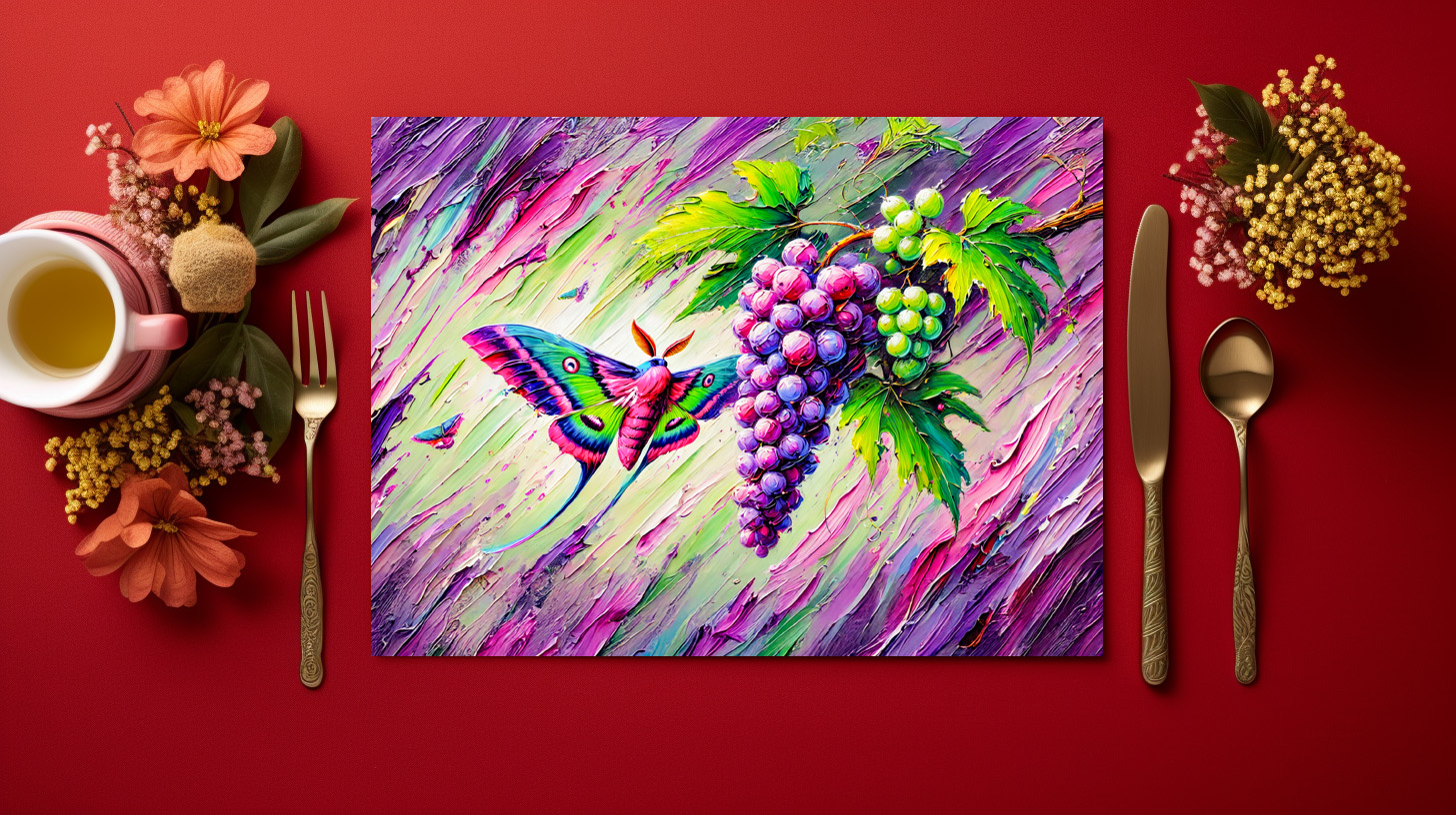 raxxa Premium-Tischset: Wine Hawk-Moth Among Grapes in Oil Paintings – Bild 2