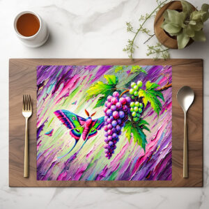 raxxa Premium-Tischset: Wine Hawk-Moth Among Grapes in Oil Paintings