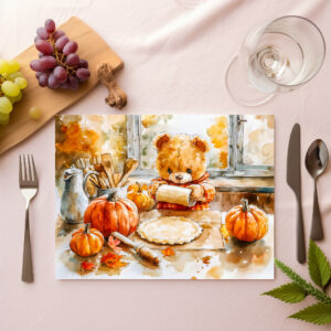raxxa Premium-Tischset: Teddy Bear Baking a Pumpkin Pie