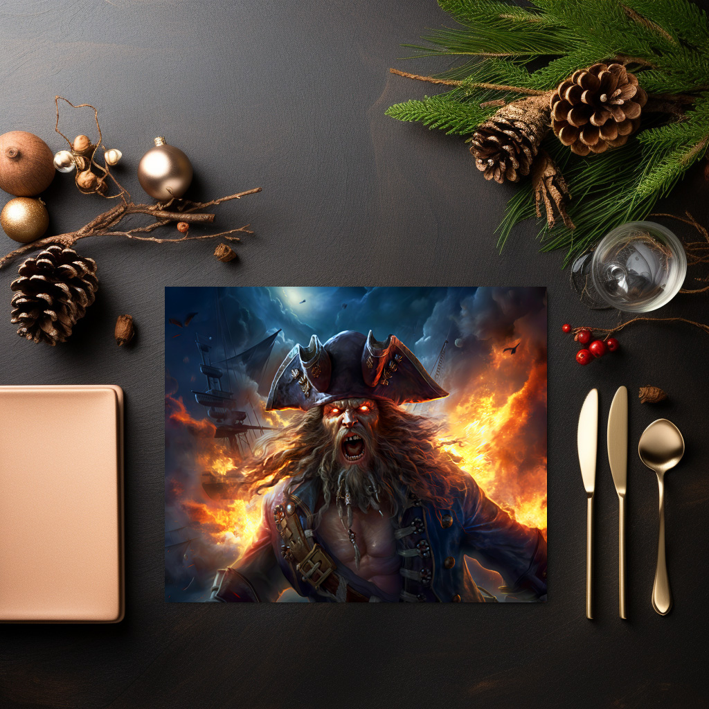 raxxa Premium-Tischset: Fantasy Painting Flaming Pirate in Battle Scene