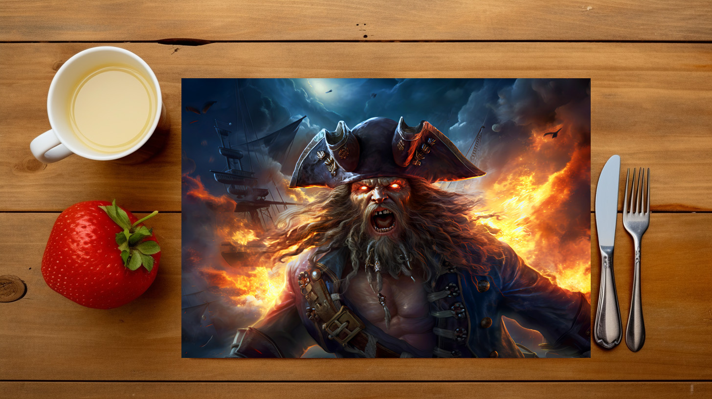 raxxa Premium-Tischset: Fantasy Painting Flaming Pirate in Battle Scene – Bild 3