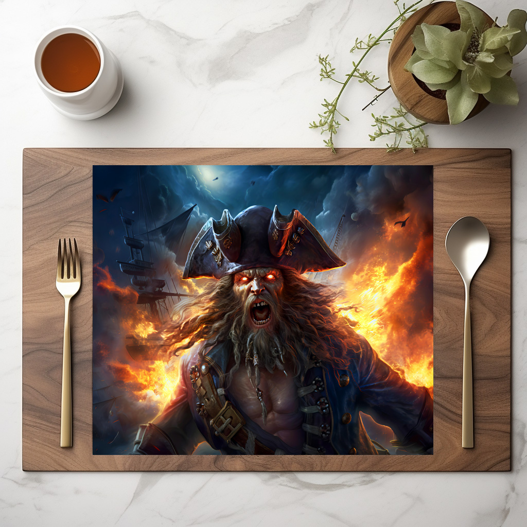 raxxa Premium-Tischset: Fantasy Painting Flaming Pirate in Battle Scene – Bild 2