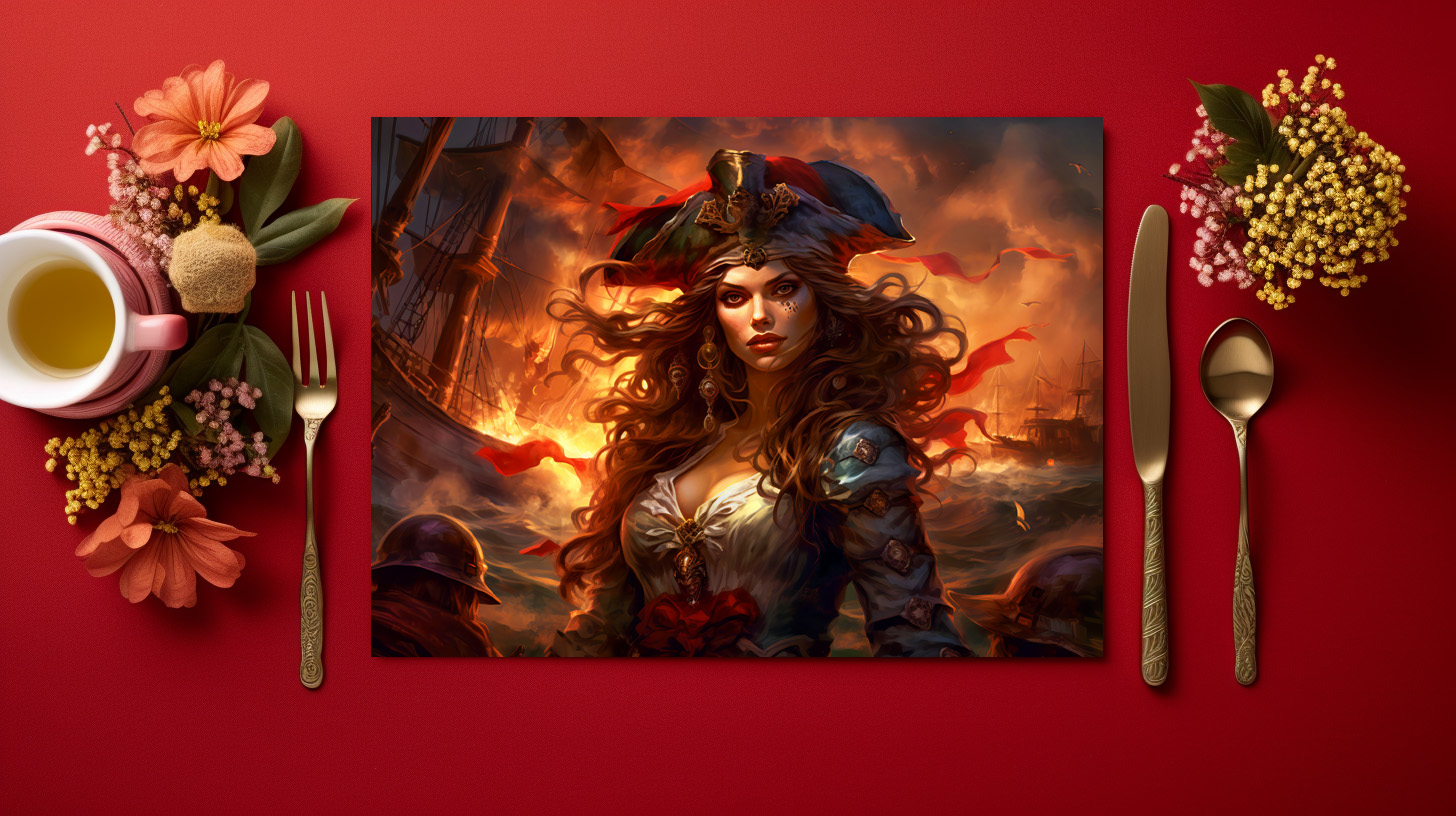 raxxa Premium-Tischset: NeuFemale Pirate Before Burning Ship Fantasy Painting - immagine 3