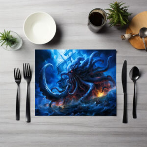 raxxa Premium-Tischset: Fantasy Painting Kraken Attacking Ship at Sea