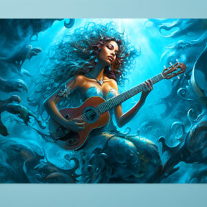 raxxa Premium-Tischset: Mermaid Playing Guitar Underwater Fantasy Painting