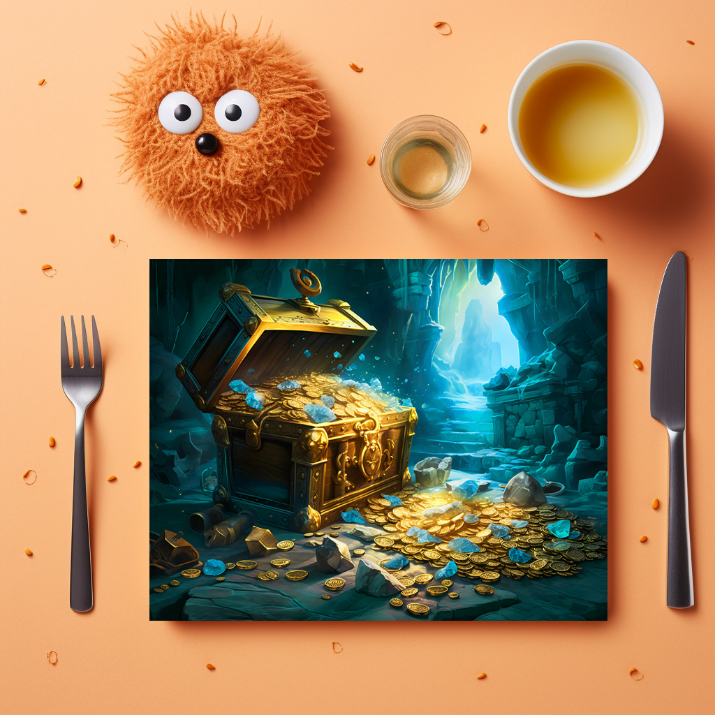 raxxa Premium-Tischset: Treasure Chest in Cave Light Fantasy Painting – Image 2