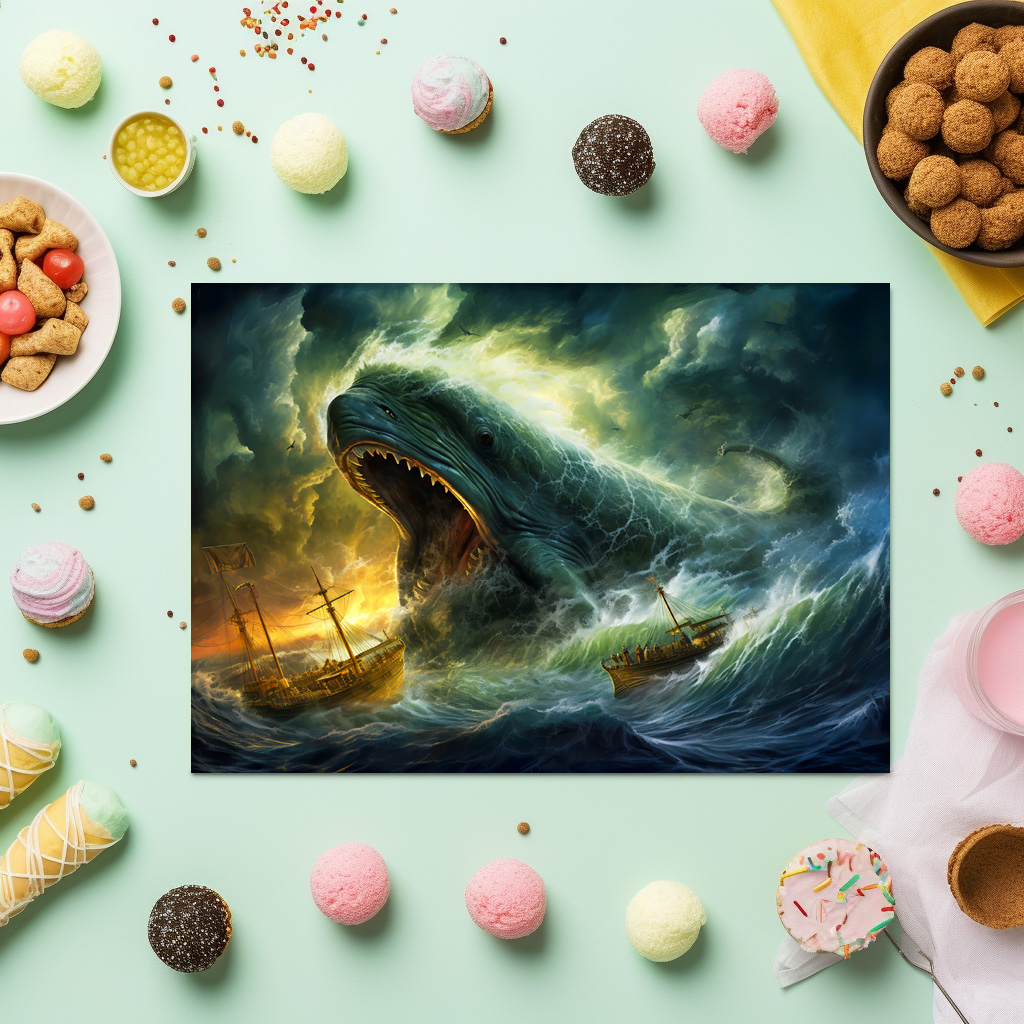 raxxa Premium-Tischset: Sea Monster Emerging from Waves Fantasy Painting