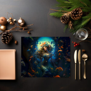 raxxa Premium-Tischset: Sea Nymph Surrounded by Fish Fantasy Painting