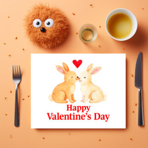 raxxa Premium-Tischset: Two Rabbits with Heart – Valentine’s Day Illustration