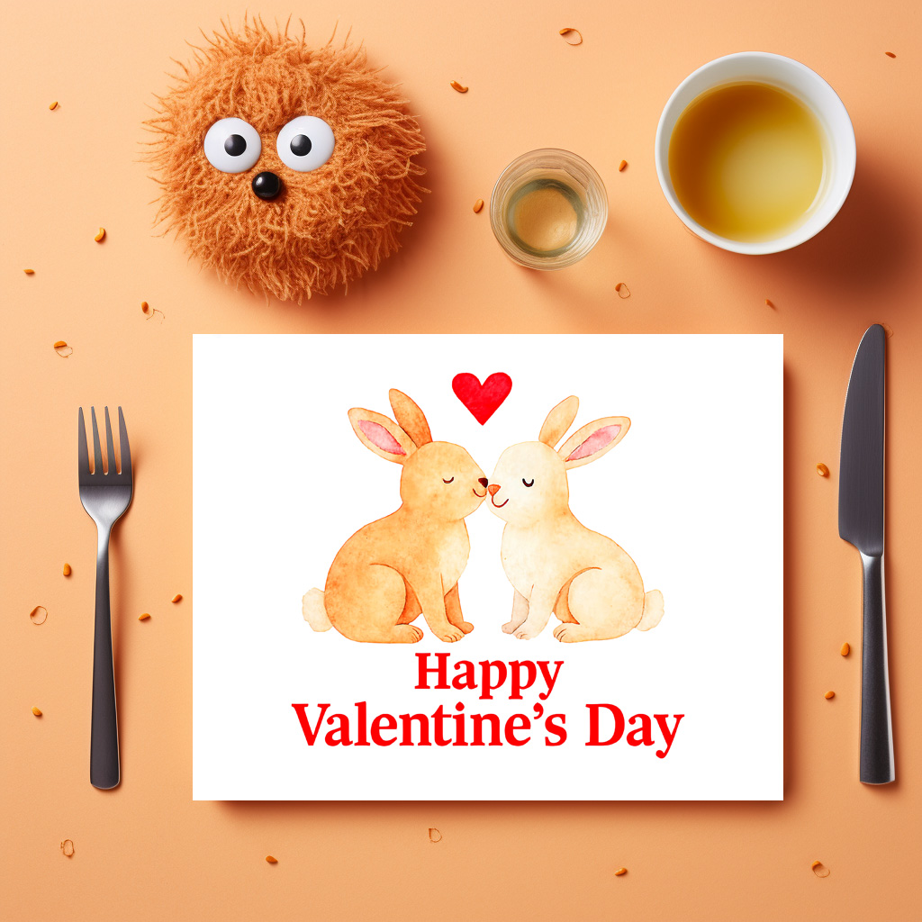raxxa Premium-Tischset: Two Rabbits with Heart – Valentine’s Day Illustration