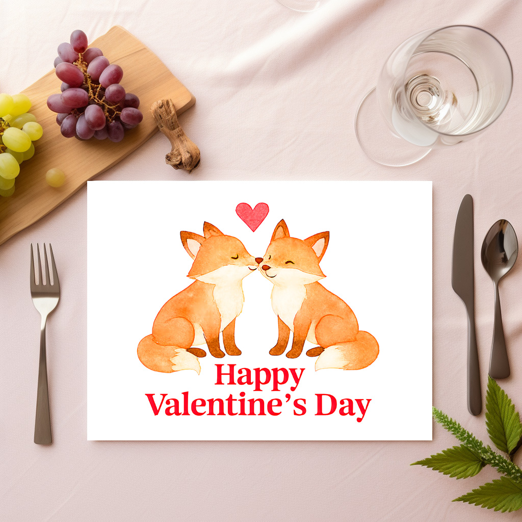 raxxa Premium-Tischset: Two Foxes with Heart – Valentine’s Day Illustration