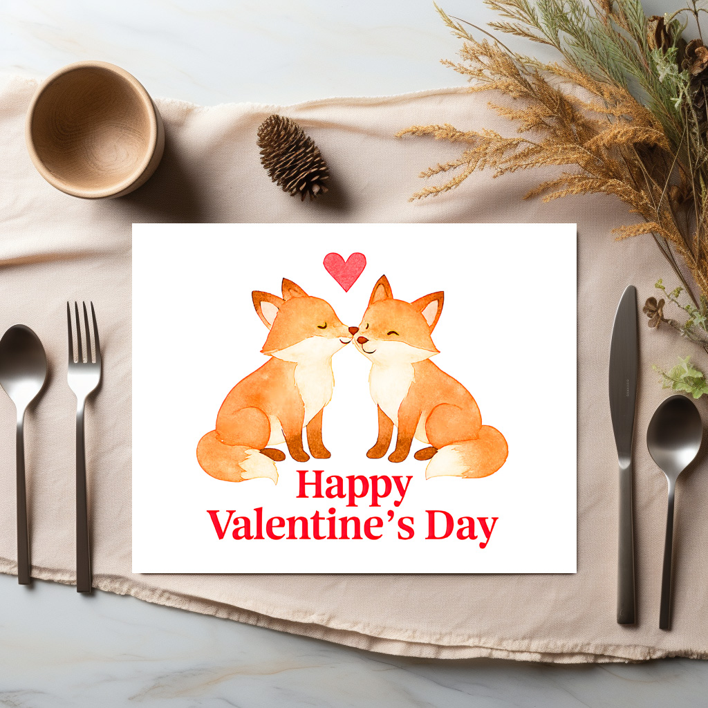 raxxa Premium-Tischset: Two Foxes with Heart – Valentine’s Day Illustration - immagine 3