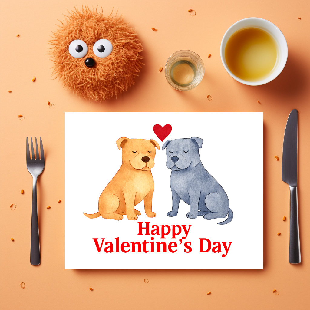 raxxa Premium-Tischset: Two Dogs with Heart Watercolor Valentine’s Day Illustration – Bild 3
