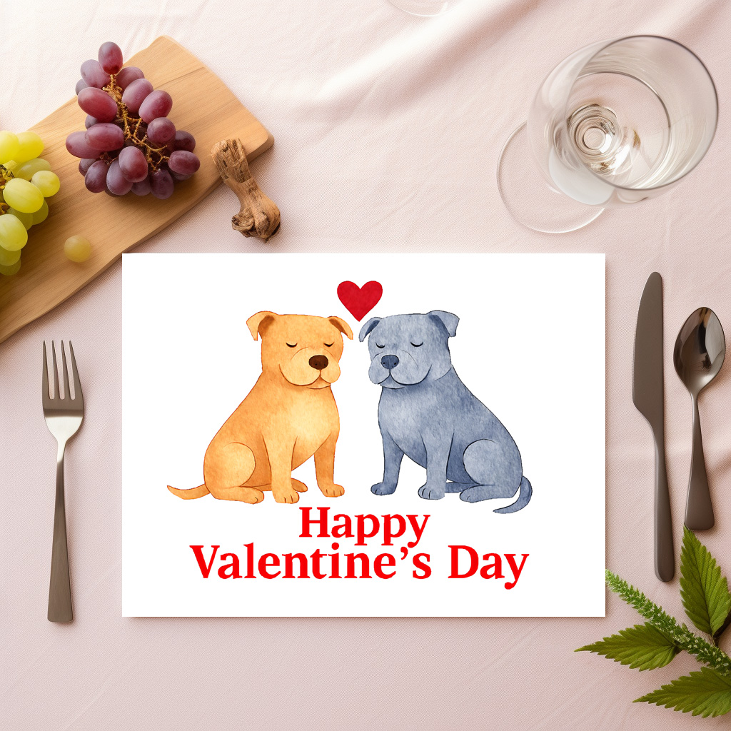 raxxa Premium-Tischset: Two Dogs with Heart Watercolor Valentine’s Day Illustration – Bild 2