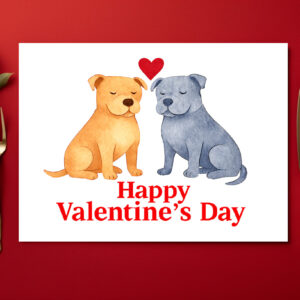 raxxa Premium-Tischset: Two Dogs with Heart Watercolor Valentine’s Day Illustration