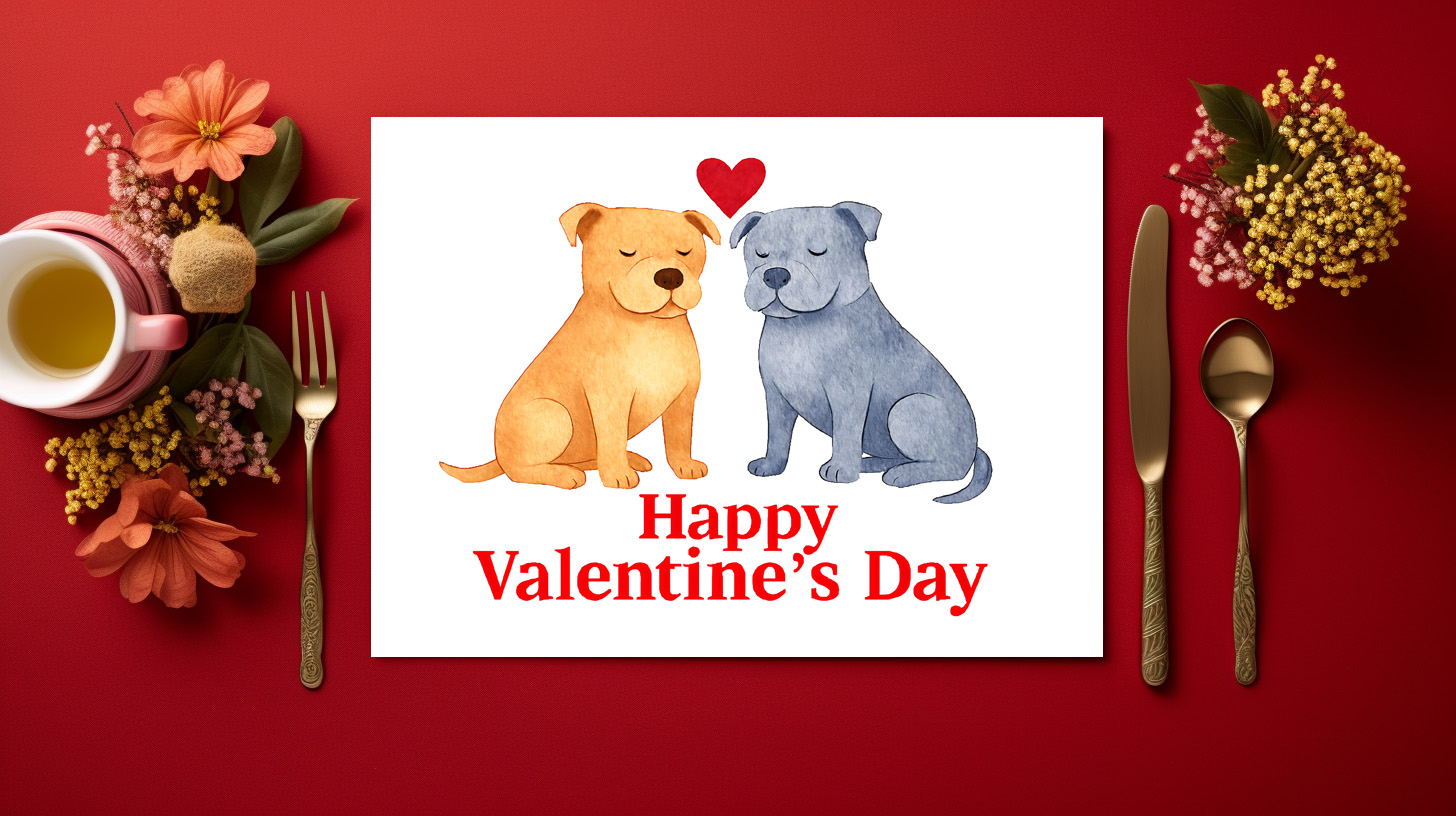 raxxa Premium-Tischset: Two Dogs with Heart Watercolor Valentine’s Day Illustration