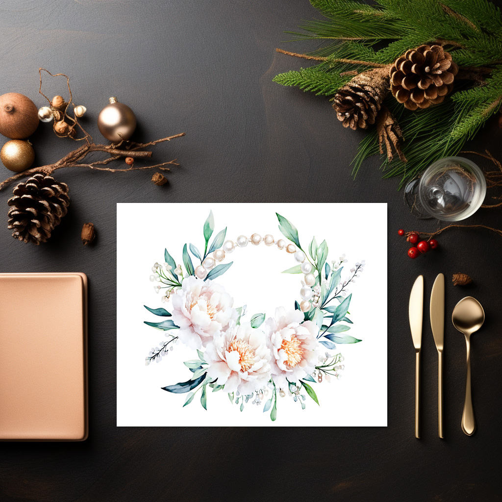 raxxa Premium-Tischset: Floral Wreath with Peonies Elegant Valentine’s Day Illustration – Bild 3